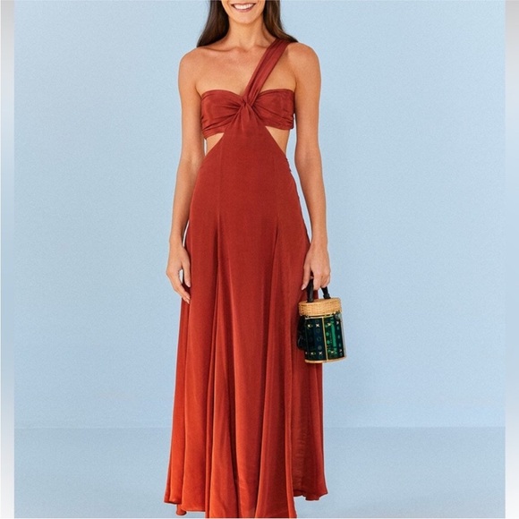 NWT Farm Rio Plunge Neckline Midi Length Dress- Size Large - Picture 1 of 7